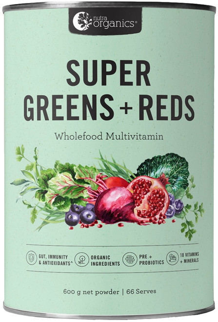 Nutra Organics Super Greens + Reds Wholefood Multivitamin 600g