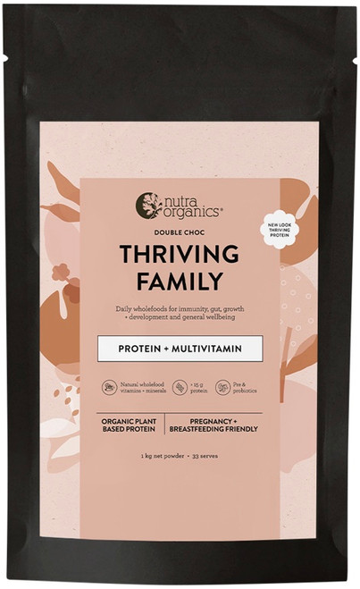 Nutra Organics Thriving Family Protein Organic Pea Rice Blend Double Choc 1kg