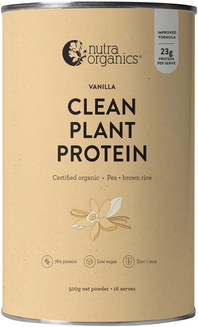 Nutra Organics Clean Plant Protein Build & Repair Muscle Vanilla 500g