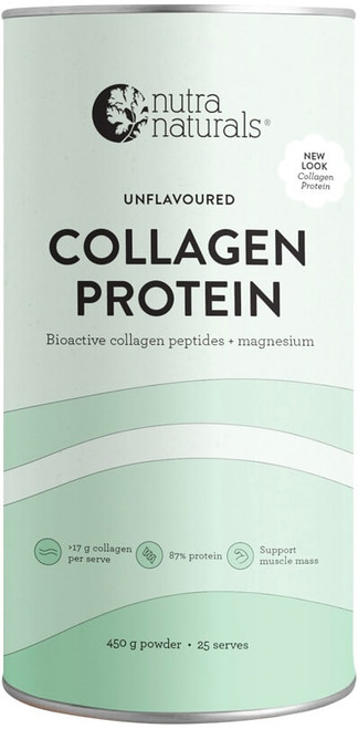 Nutra Organics Collagen Protein with Bioactive Collagen Peptides + Magnesium Tone Repair Recover Muscle Unflavoured 450g