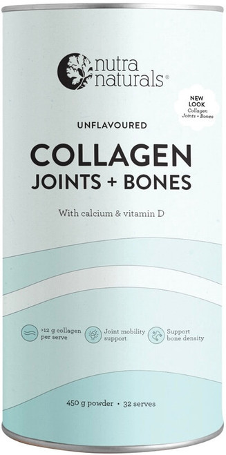 Nutra Organics Collagen Joints + Bones with Bioactive Collagen Peptides + Calcium & Vitamin D Unflavoured 450g