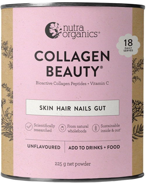 Nutra Organics Collagen Beauty with Verisol + Vitamin C Skin Hair Nails Gut Unflavoured 225g