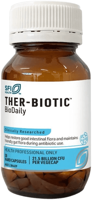 SFI Health Ther-Biotic BioDaily 30 Caps for gut flora, immune function, bowel regularity & antibiotic support