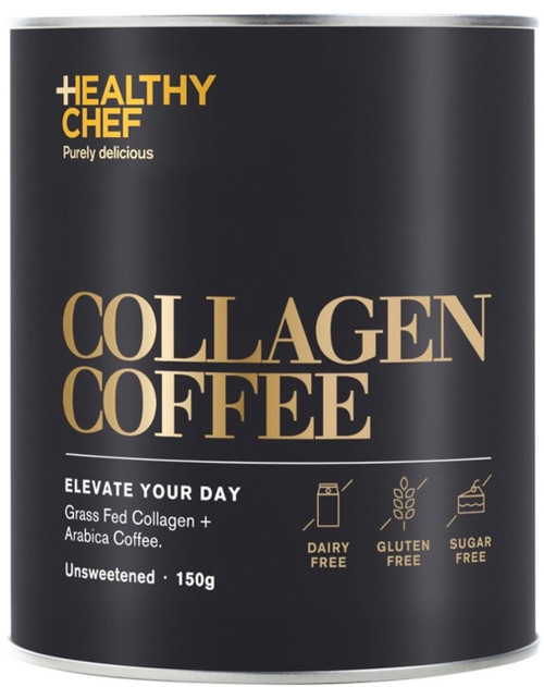 Healthy Chef Collagen Coffee 150g with Grass Fed Bovine Collagen Peptides, Arabica Coffee and Chromium supports metabolism and skin elasticity