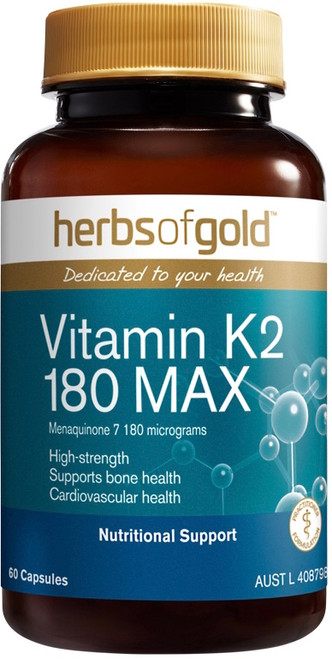 Herbs of Gold Vitamin K2 180mcg Max 60 Caps supporting bone health & cardiovascular system health