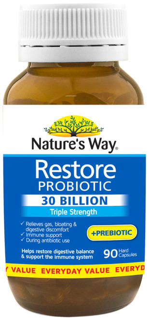 Nature's Way Restore Probiotic 30 Billion 90 Caps x 3 Pack = 180 Caps