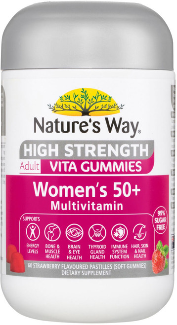 Nature’s Way High Strength Women’s 50+ Multivitamin 60 Adult Vita Gummies x 3 Pack for energy, bone, immune, brain & eye health = 180 Gummies