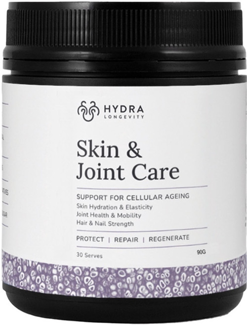 Hydra Longevity Skin & Joint Care 90g Hydrolysed Collagen Peptides, Hyaluronic Acid and Biotin for joint comfort and hair strength