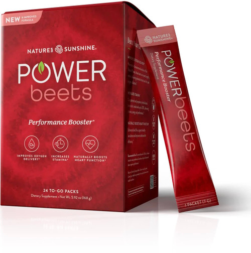 Natures Sunshine Power Beets 24 Sachets superfood booster for nitric oxide production, blood flow and stamina