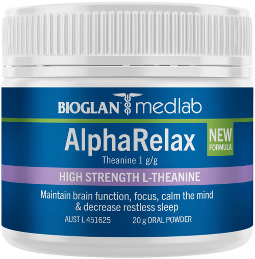 Bioglan Medlab AlphaRelax 20g with L-Theanine supporting mental calm and nervous system health