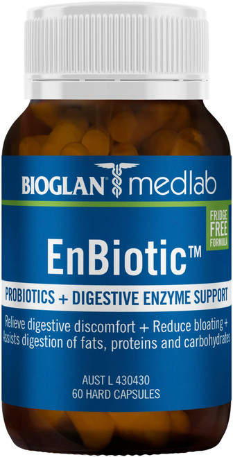 Bioglan Medlab EnBiotic 60 Caps with Digestive Enzymes and Probiotics supporting gut health and digestive comfort