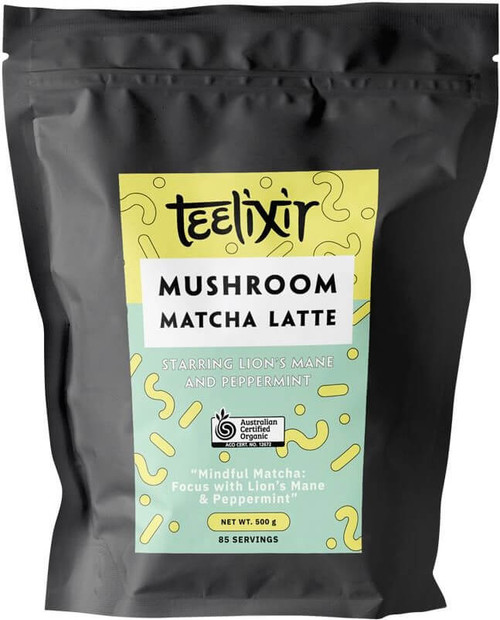 Teelixir Organic Mushroom Matcha Latte Starring Lion's Mane and Peppermint 500g Teelixir Organic Mushroom Matcha Latte Starring Lion's Mane and Peppermint 500g