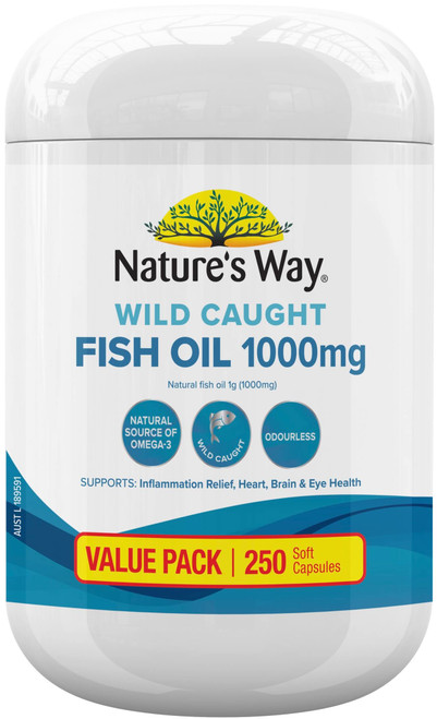 Nature's Way Wild Caught Fish Oil 1000mg 250 Caps x 3 Pack = 750 Caps Value Pack