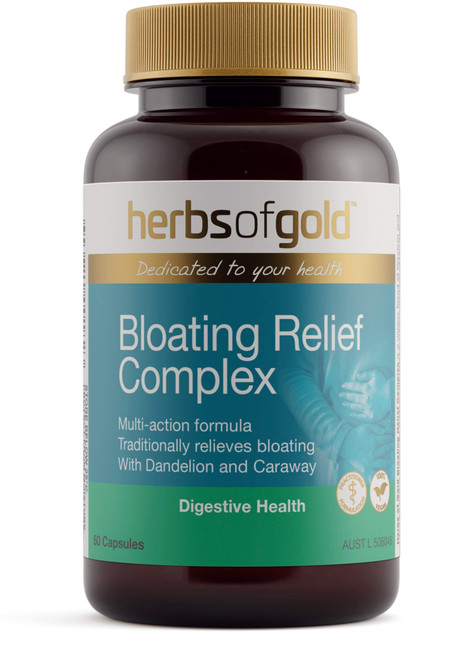 Herbs of Gold Bloating Relief Complex 60 Caps for abdominal bloating, flatulence, indigestion & digestive health