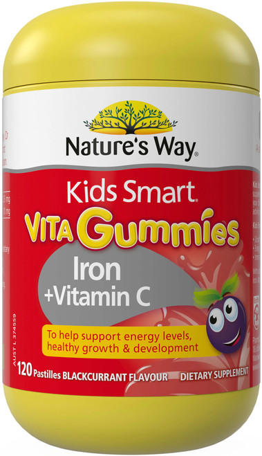 Nature's Way Kids Smart Vita Gummies Iron + Vitamin C 120 soft pastilles x 3 Pack = 360 soft pastilles