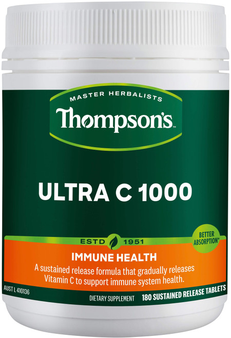 Thompsons Vitamin C Ultra Non-Acid Sustained Release 1000mg 180 Tablets