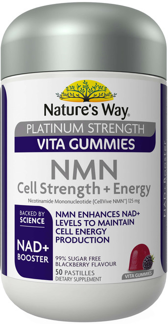 Nature’s Way NMN Cell Strength + Energy 50 Platinum Strength Vita Gummies x 3 Pack = 150 Gummies