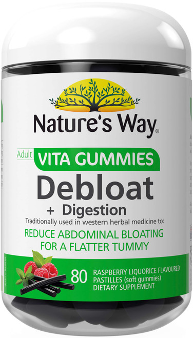 Nature’s Way Debloat + Digestion 80 Adult Vita Gummies x 3 Pack for bloating, digestive discomfort & healthy digestion = 240 Gummies