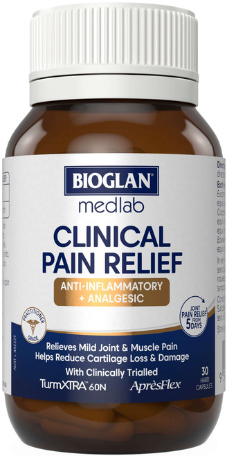 Bioglan Medlab Clinical Pain Relief 30 Caps with Boswellia and Turmeric supporting joint and muscle pain relief