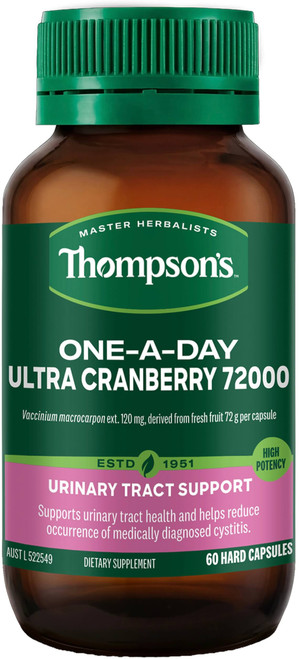 Thompsons One-A-Day Ultra Cranberry 72000 60 Capsules with Cranberry Extract equivalent to 72,000mg fresh fruit for urinary tract & bladder health