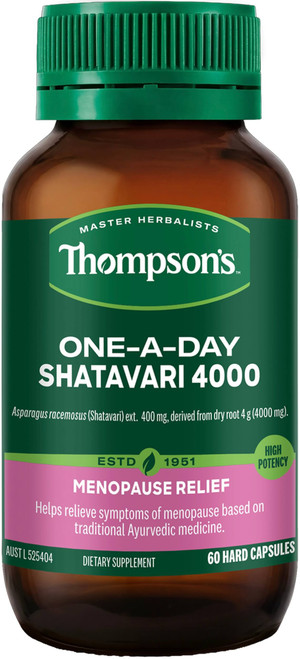Thompsons One-A-Day Shatavari 4000 60 Caps high strength Shatavari extract relieves menopause symptoms and supports female reproductive health