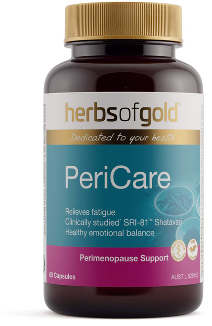 Herbs of Gold PeriCare 60 Caps supporting perimenopause, mood balance, fatigue relief & healthy menstrual cycle