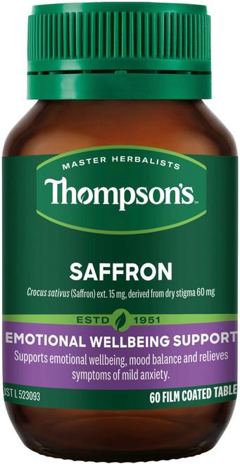 Thompson’s Saffron 60 Tablets with Crocus sativus extract to support healthy mood, emotional balance & mild anxiety