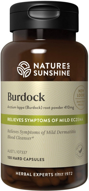 Natures Sunshine Burdock 410mg 100 Caps for eczema, dermatitis and blood purification