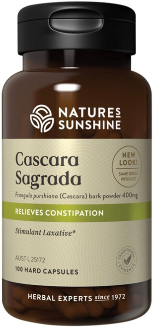 Natures Sunshine Cascara Sagrada 400mg 100 Caps for constipation relief and regularity