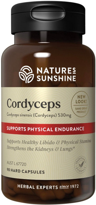 Natures Sunshine Cordyceps 90 Caps for stamina, endurance, energy production and immune support