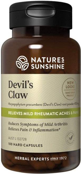 Natures Sunshine Devils Claw 450mg 100 Caps for joint pain relief and joint mobility support