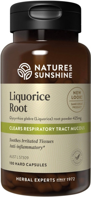 Natures Sunshine Liquorice Root 425mg 100 Caps anti-inflammatory adrenal tonic and expectorant for soothing irritated tissues