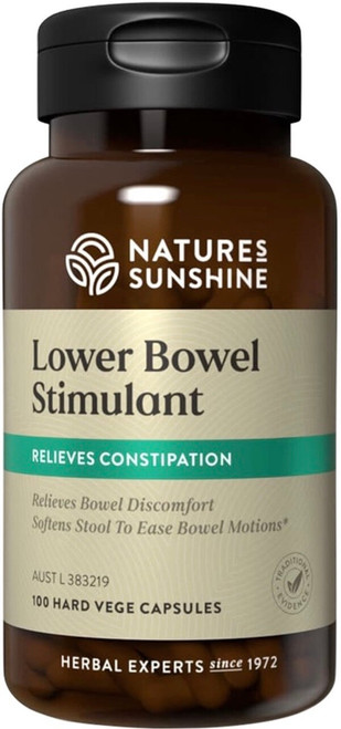 Natures Sunshine Lower Bowel Stimulant 100 Caps herbal formula to stimulate bowel motility and relieve constipation