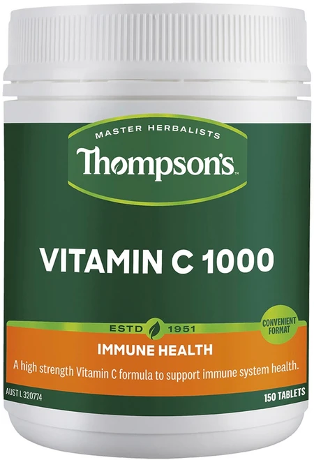 Thompsons Vitamin C 1000mg 150 Chewables gentle on stomach formula with bioflavonoids supports immune system health
