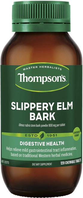 Thompsons High Strength Slippery Elm Bark 800mg 120 Chewable Tablets