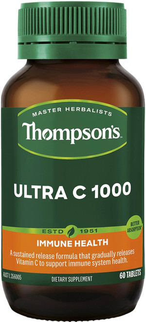 Thompsons Vitamin C 1000mg 60 Chewables reduces common cold duration, sneezing and runny nose symptoms