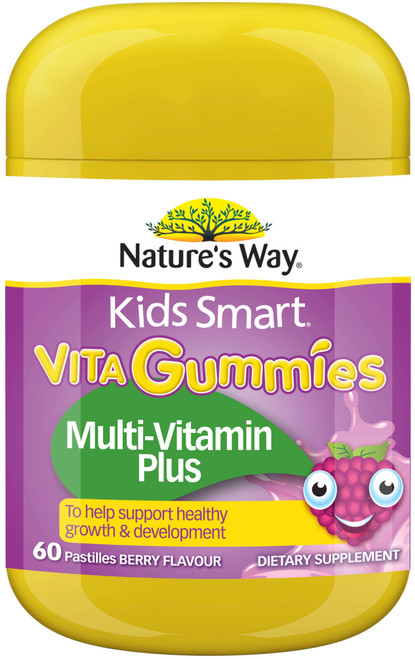 Nature's Way Kids Smart Vita Gummies Multi-Vitamin Plus 60 pastilles x 3 Pack = 180 soft pastilles