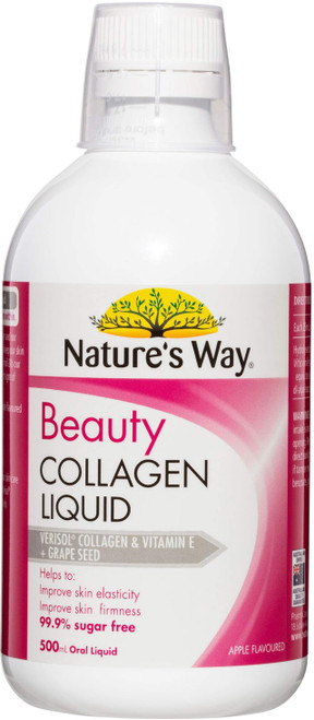 Nature’s Way Beauty Collagen Liquid 500mL x 3 Pack for skin firmness, elasticity & collagen formation = 1500mL