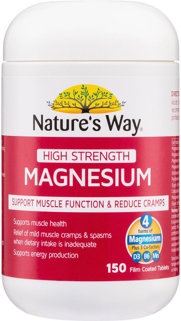 Nature’s Way Magnesium High Strength 150 Tabs x 3 Pack with 321.65mg elemental Magnesium plus Vitamins B6 & D3 for muscle function & energy = 450 Tabs