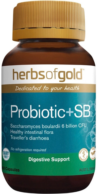 Herbs of Gold Probiotic SB 60 Caps supporting travellers diarrhoea relief, intestinal flora & gastrointestinal health