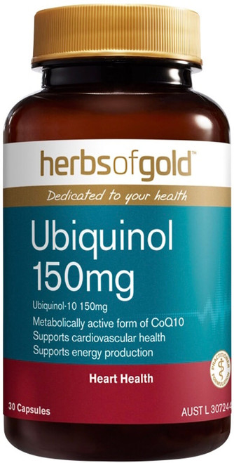Herbs of Gold Ubiquinol CoQ10 150mg 30 Caps supporting heart health, cardiovascular function & cellular energy