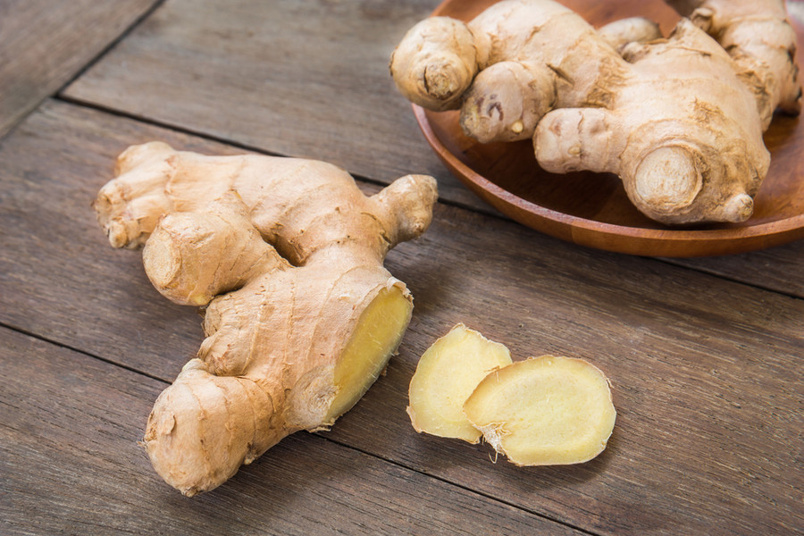 Freshly sliced Ginger 
