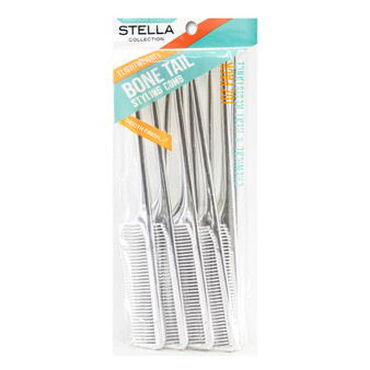 MAGIC COLLECTION Bone Tail Comb Silver 12pcs Bulk Pack