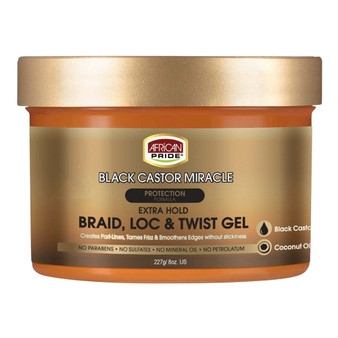 AFRICAN PRIDE Black Castor Miracle Braid Loc &amp; Twist Gel (8oz)