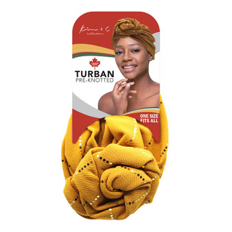 KIM &amp; C Premium Pre-Knotted Turban with Gold Line