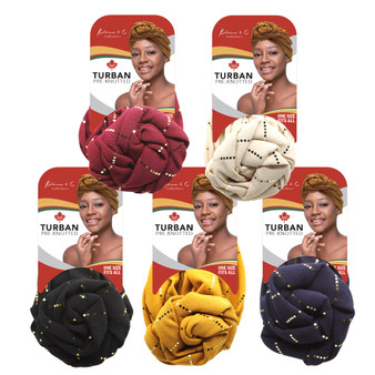 KIM &amp; C Premium Pre-Knotted Turban with Gold Line