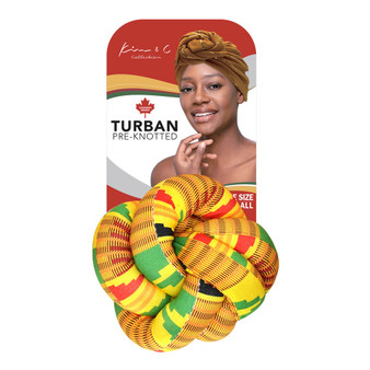 KIM &amp; C Premium Pre-Knotted Turban with African Pattern
