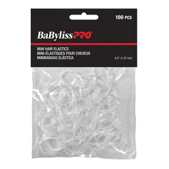 BabylissPRO Mini Hair Elastics 100/pack – Clear