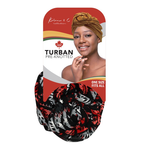 KIM &amp; C Premium Pre-Knotted Turban with Modern Stitch Pattern