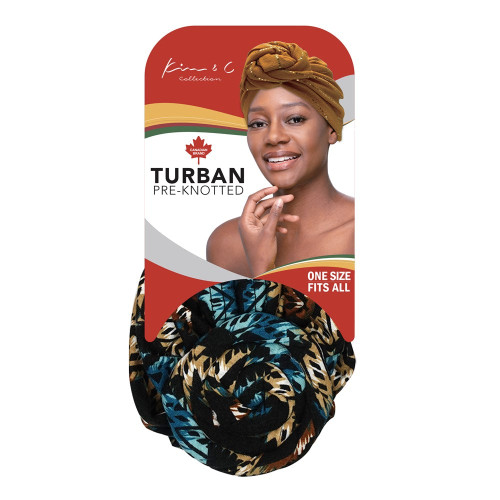 KIM &amp; C Premium Pre-Knotted Turban with Modern Stitch Pattern